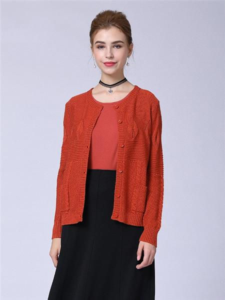 菲迪雅丝女装品牌2021春夏橘色针织外套