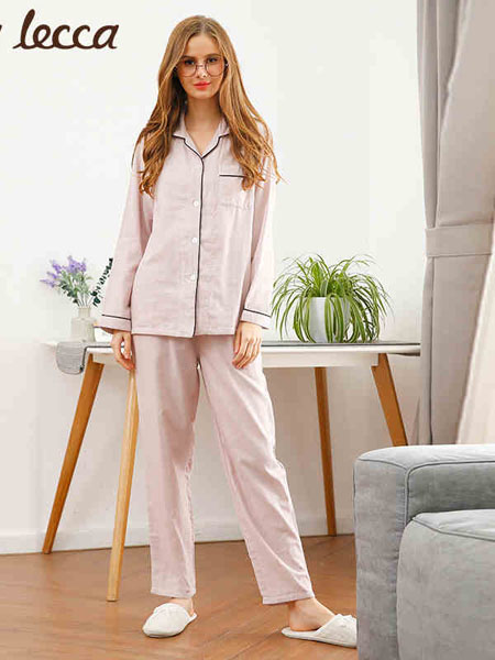 拉可莉卡内衣品牌2021春夏粉色V领睡衣两件套