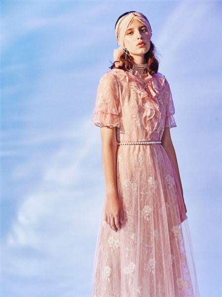 JETEZO女装品牌2021春夏粉色珍珠腰带公主风连衣裙