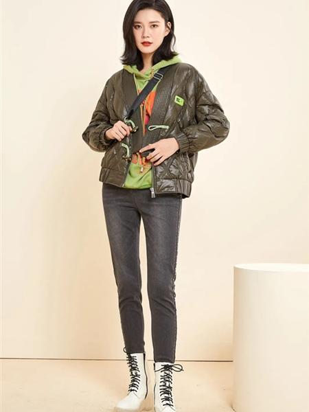YSGJ女装品牌2020秋冬绿色束袖潮流韩版夹克