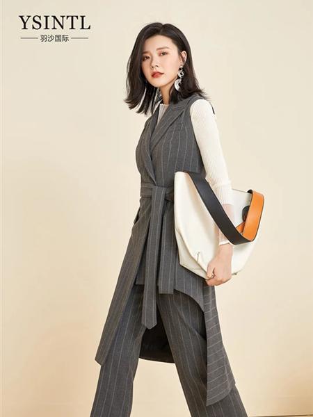 YSGJ女装品牌2020秋冬经典竖条纹中性风商务套装