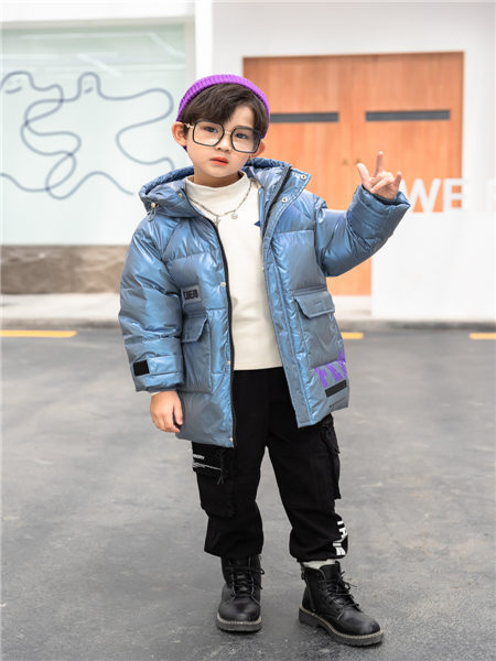 西瓜王子童装品牌2020秋冬蓝色偏光紫色潮流韩版羽绒服