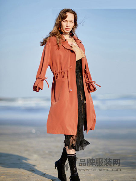 卓多姿女装品牌2020秋冬时尚韩版双排扣瘦腰显瘦中长款外套