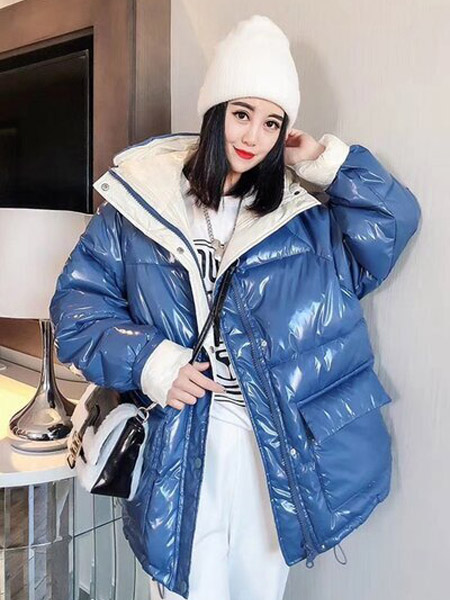 每依站女装品牌彩38平台2020秋冬欧美外贸蓝色
