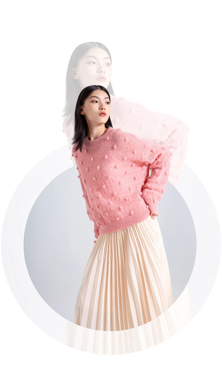 村上春女装品牌2021春季粉色毛衣