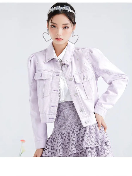 糖力潮品(TAMMYTANGS)女装品牌2021春夏浅紫色夹克连衣裙