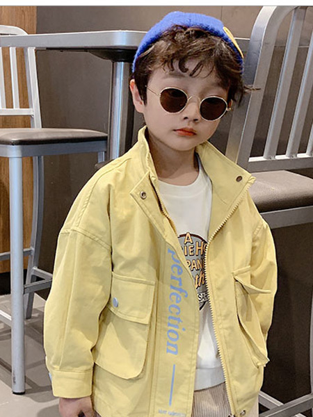 1+2=3童装童装品牌2021春夏黄色外套