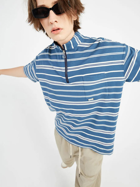 REDU-熱度男裝品牌2021春夏藍色條紋襯衫