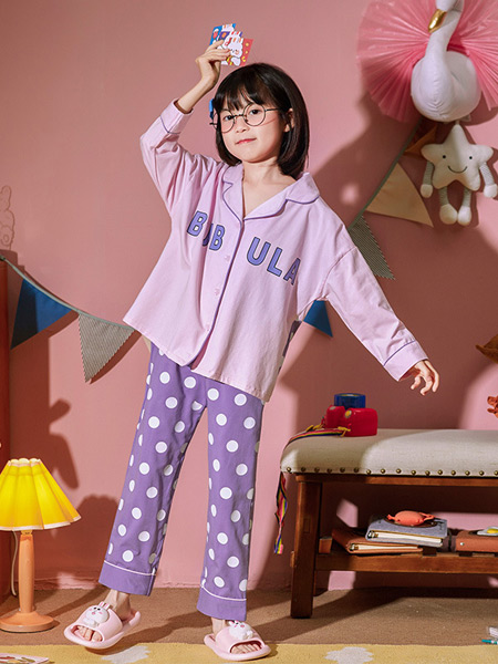 宫蝶内衣品牌2021春夏长款紫色睡衣