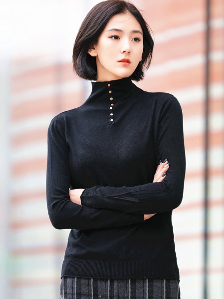 THOUSANDCITY女装品牌2021春夏新品黑色高领