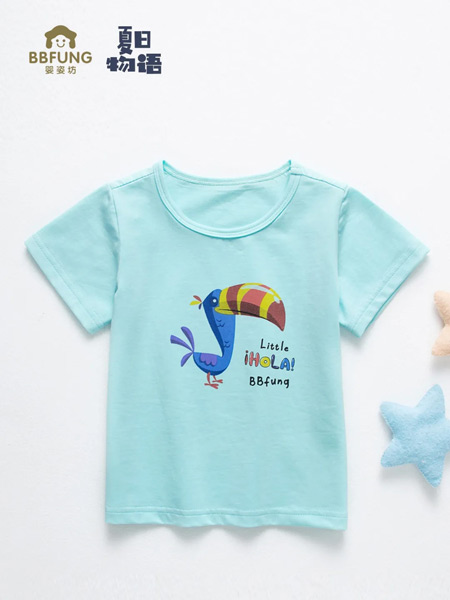 婴姿坊童装品牌2021春夏小鸟图案T恤