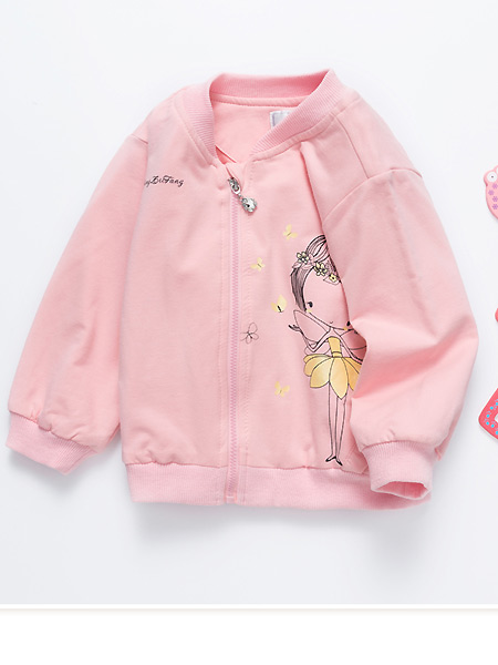 婴姿坊童装品牌2021春夏粉色休闲外套