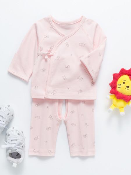 婴姿坊童装品牌2021春夏粉色印花底衣套装