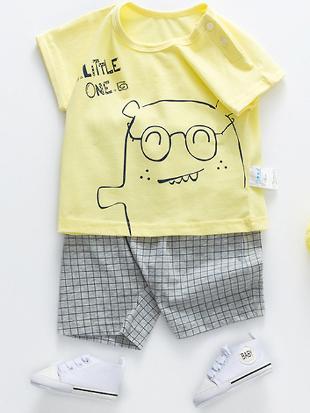 婴姿坊童装品牌2021春夏黄色可爱短装上衣