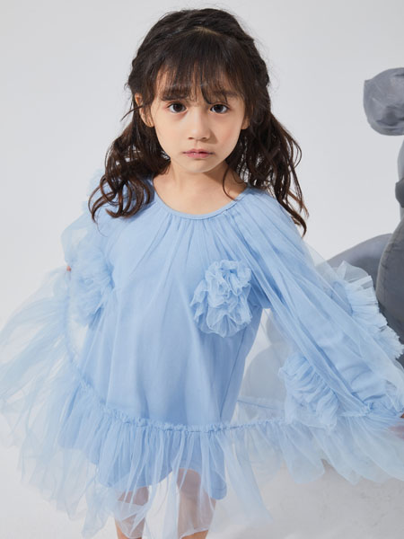 NNE&KIKI童装品牌蓝色薄纱连衣裙