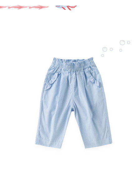 蒙蒙摩米 mesamis童装品牌2021夏季蓝色收腰裤