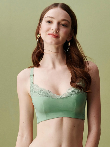 夏娃之秀内衣品牌2021夏季绿色裹胸无钢圈内衣
