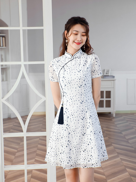 唐雅阁女装品牌2021夏季小清新减龄中国风旗袍