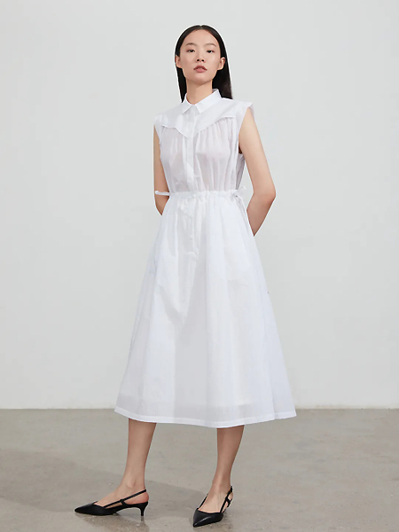 EXCHANGEYOURMOOD女装品牌2021夏季无袖OL风白色连衣裙