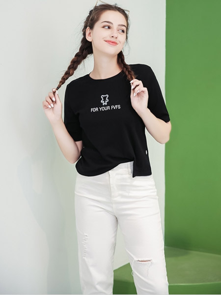 艾诺绮女装品牌2021夏季小众设计黑色纯棉T恤