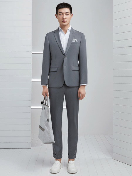 卡尔丹顿男装品牌2021夏季灰色西装套装