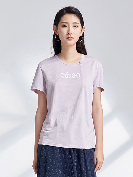 杨门女装品牌2021春夏紫色休闲原宿风T恤