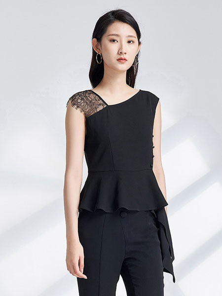 杨门女装品牌2021春夏时尚设计感显瘦收腰上衣