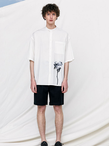 J.P.E男装品牌2021夏季时尚宽松白色衬衣