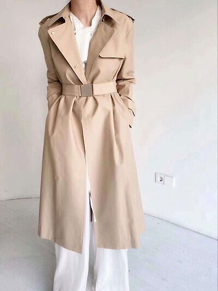 每依站女裝品牌2021春季時尚束腰風衣