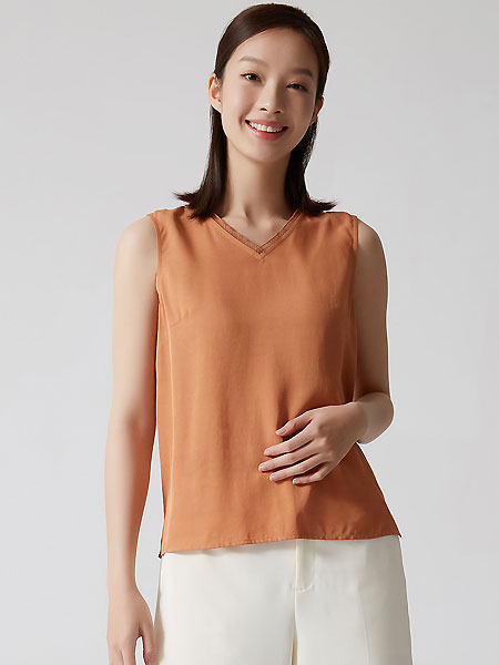 ClothScenery布景女装品牌2021夏季拼接镂空领无袖直筒打底吊带衫