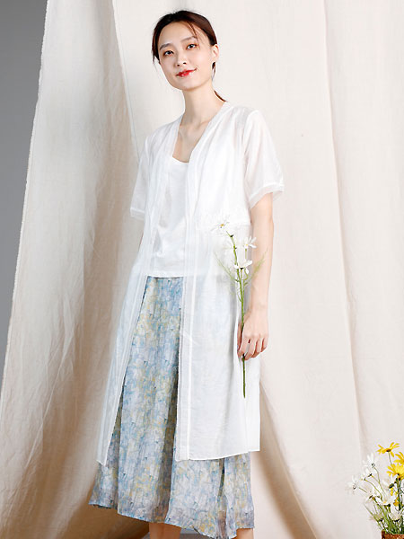 依伽依佳女装品牌2021夏季开衫长款风衣防晒短袖
