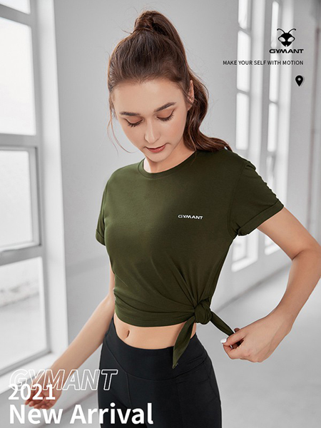 肌肉蚂蚁运动装休闲品牌2021春夏墨绿色上衣