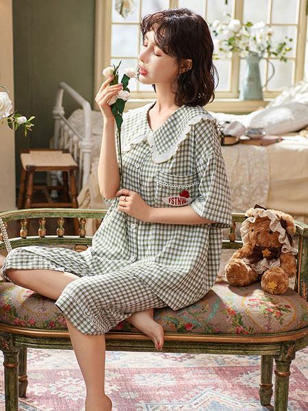 宫蝶内衣品牌2021夏季丝绸感短袖休闲外穿家居服套装