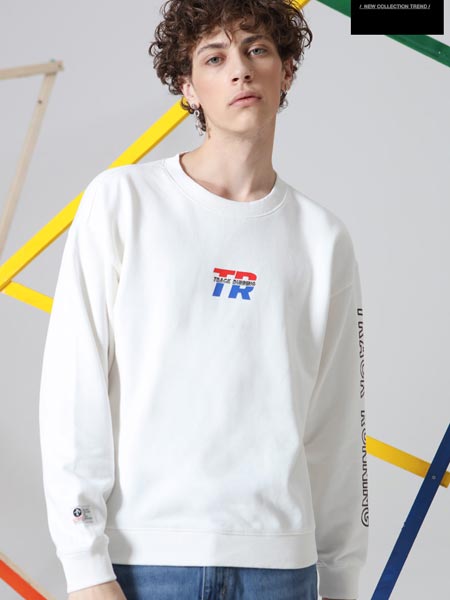 BTBOY棒球小子休闲品牌2021夏季纯棉白色套头卫衣中性男上衣