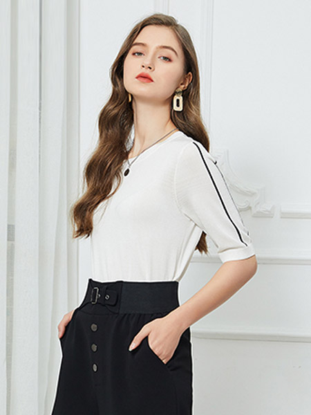雅意娜菲女装品牌2021夏季成熟短袖衬衫