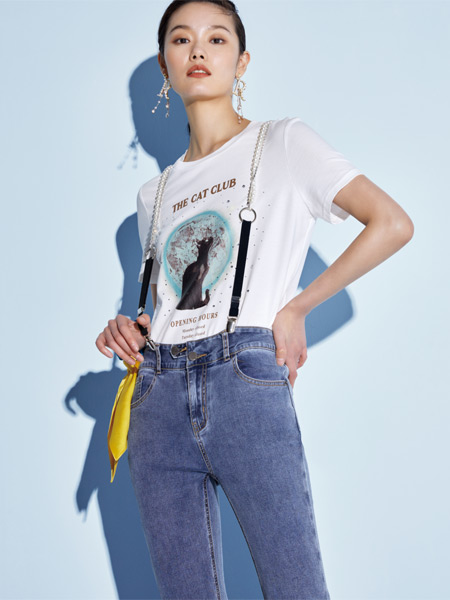 朗斯莉女装品牌2021夏季小清新T恤吊带裤