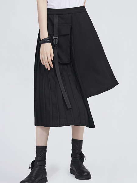 欧宝女装品牌2021夏季新款黑色遮胯高腰a字显瘦潮牌