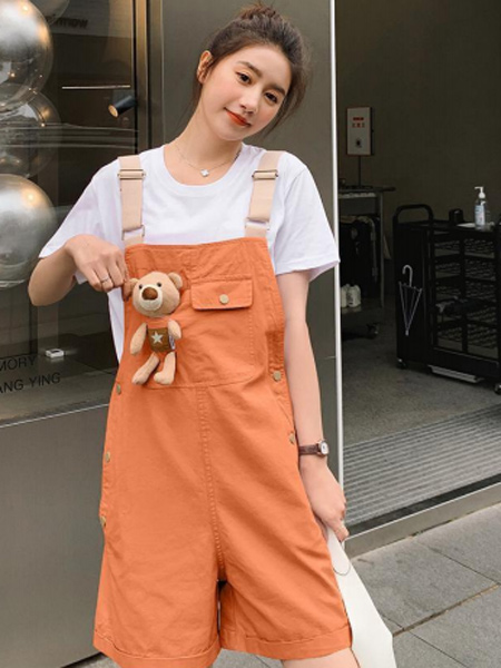 伊芭罗Ebrrlo女装品牌2021夏季韩版卡哇伊小熊的背带裤