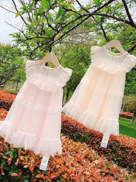 小嗨皮童裝品牌2021夏季韓版無袖蕾絲邊紗紗裙
