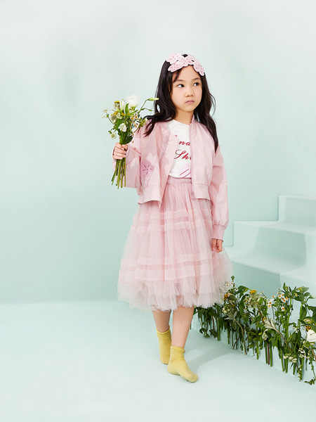 Hana&Shida女装品牌2021春夏女童粉色风衣外套