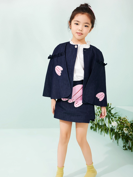 Hana&Shida女装品牌2021春夏女童牛仔斗篷外套