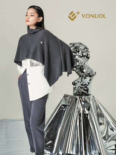 E+voncy我的私人衣橱女装品牌2021秋季阔型半身针织披肩