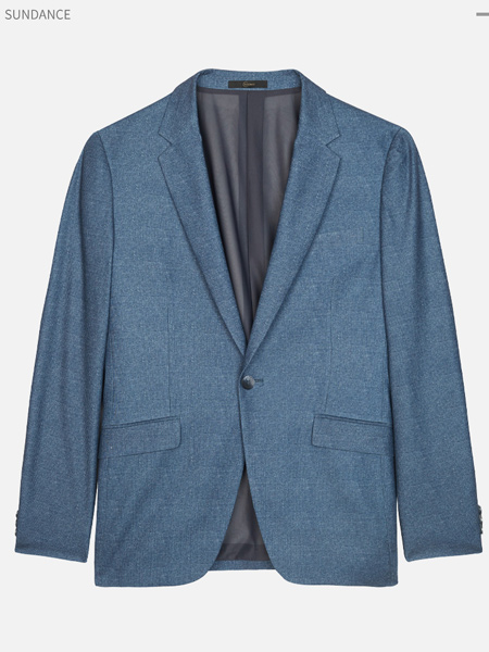 圣得西男装品牌2021秋季新款男士灰蓝色商务休闲单西外套潮