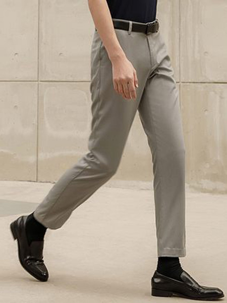 圣得西男装品牌2021春夏新款弹力修身直筒长裤