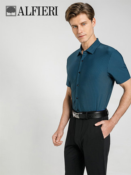 艾法利男装品牌2021春夏新品简约竖条纹男士上班休闲短袖开衫