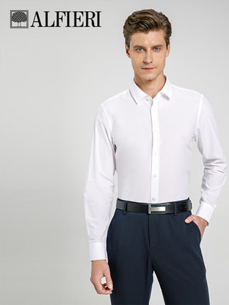 艾法利男装品牌2021春夏简约时尚男士长袖衬衫商务白衬衣