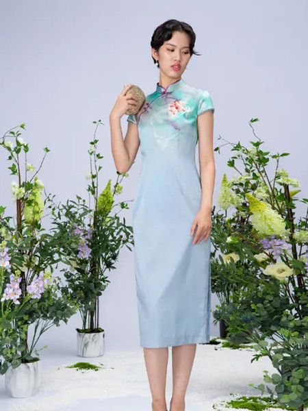 龍笛女装品牌2021夏季中国风撞色旗袍