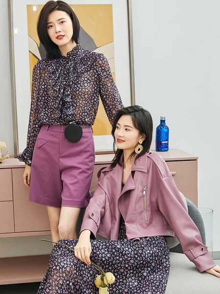 YSGJ女装品牌2021秋季紫色休闲夹克外套