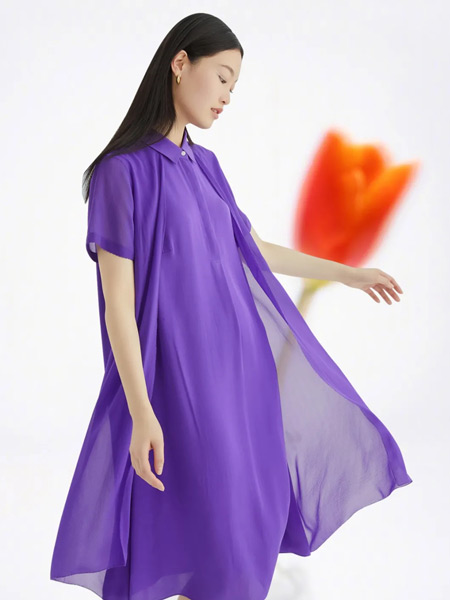 ORIGIN 安瑞井女装品牌2021夏季紫色薄款纱纱披肩外套