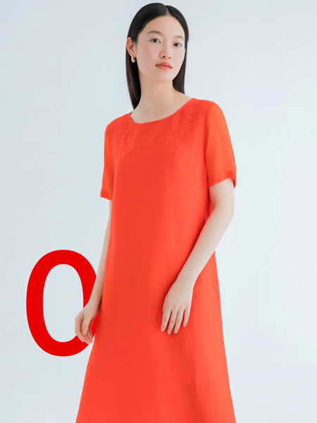 ORIGIN 安瑞井女装品牌2021夏季圆领纯色连衣裙